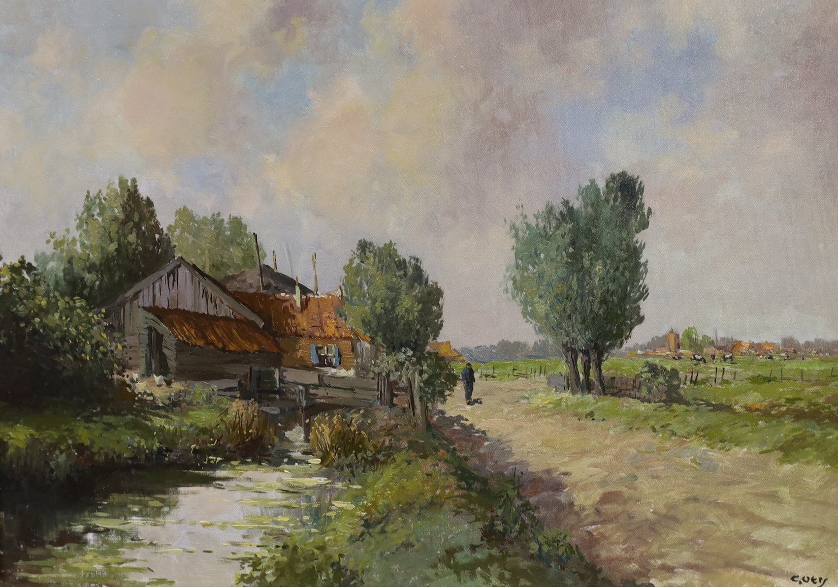 Goey (Dutch School), pair of oils on canvas, Rustic landscapes, signed, 49 x 69cm